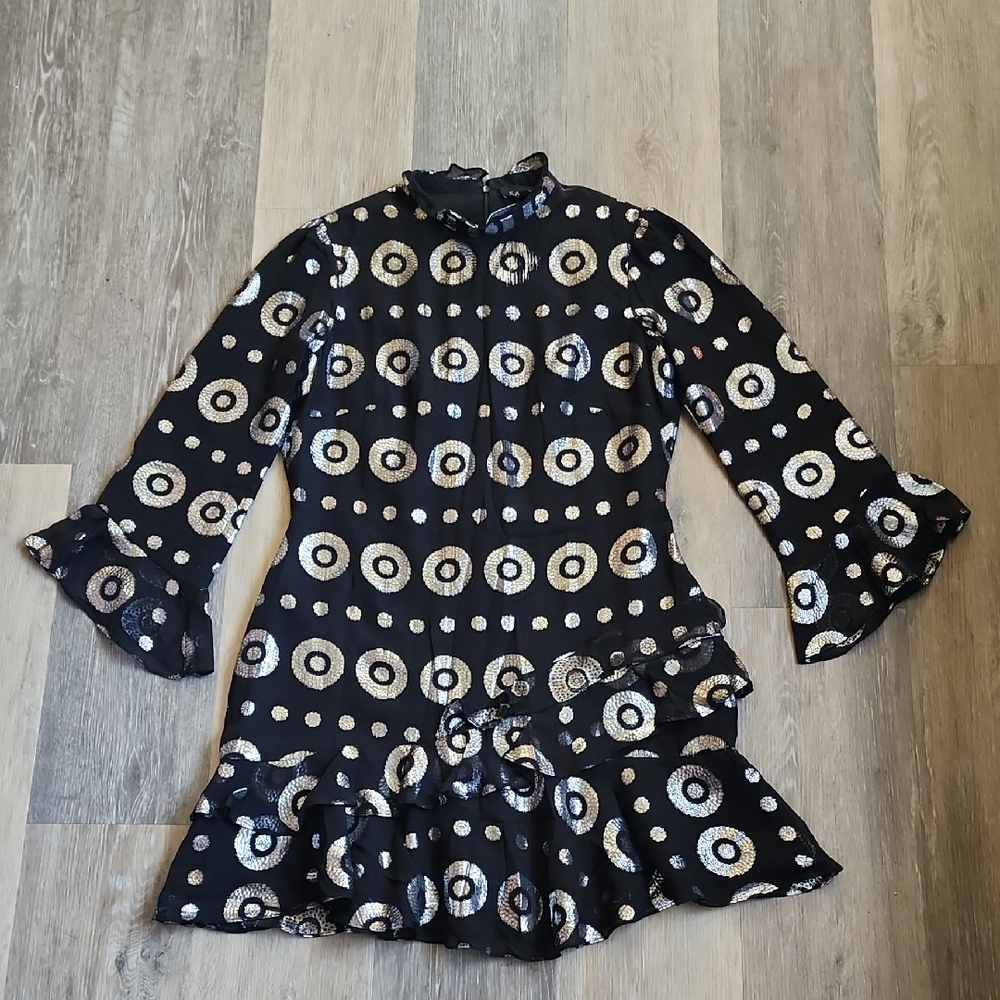 SALONI Black and Silver Mini Dress